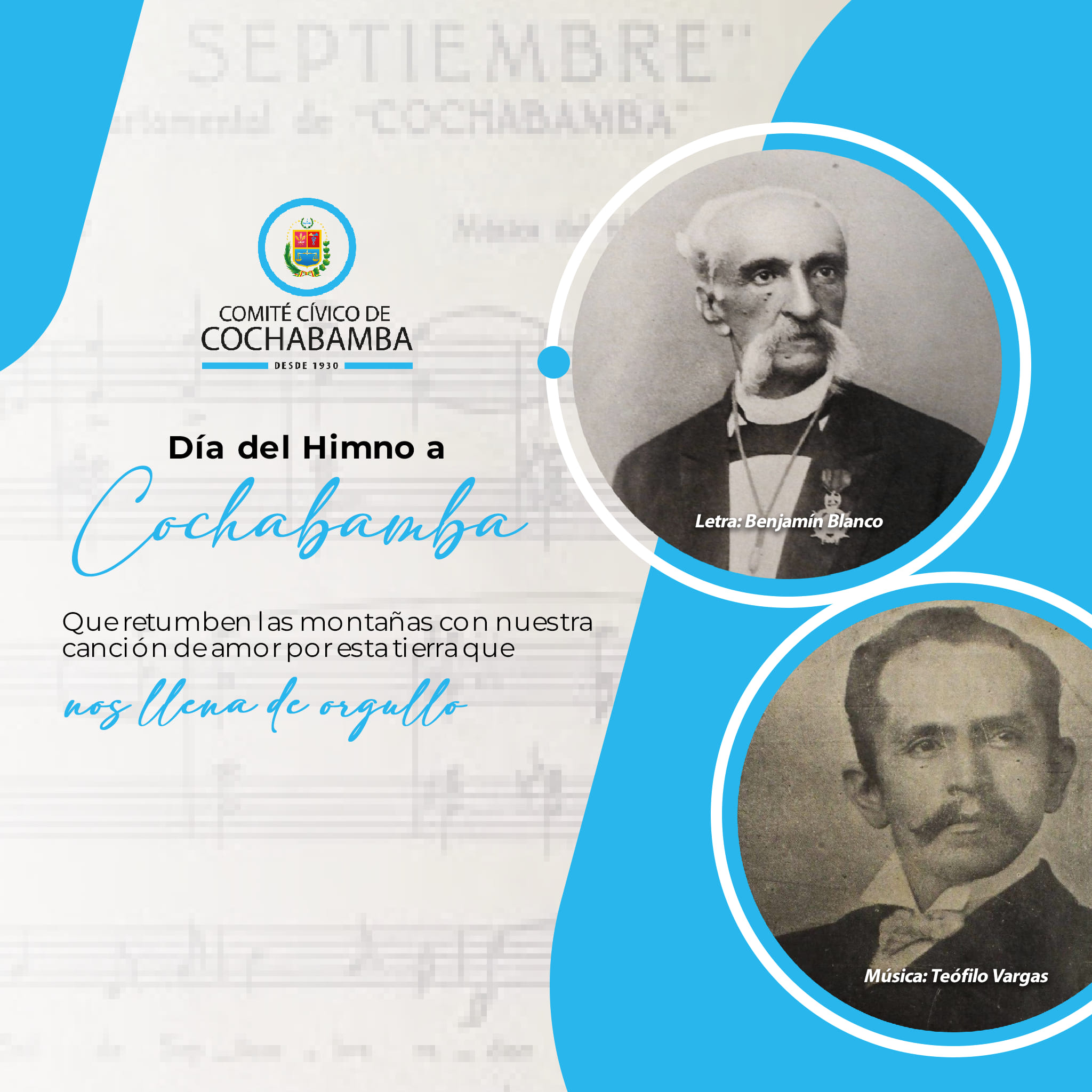 HIMNO A COCHABAMBA, obra de Benjamin Blanco y Teófilo Vargas